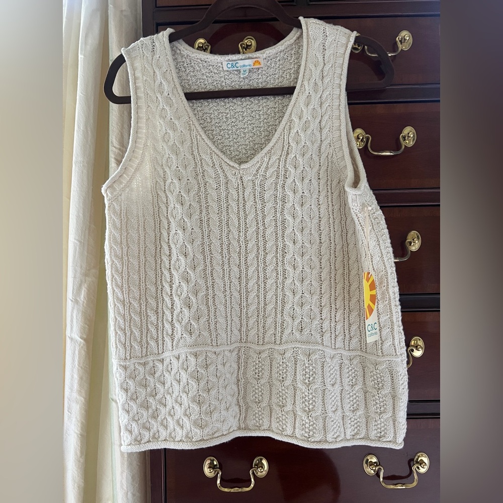 C&C California Ivory Cable Knit Tank Top